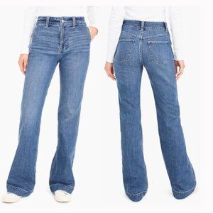 J. CREW 4 Pocket High Rise Wide Leg Flare Leg Jeans in Light Lagoon Blue; 29T